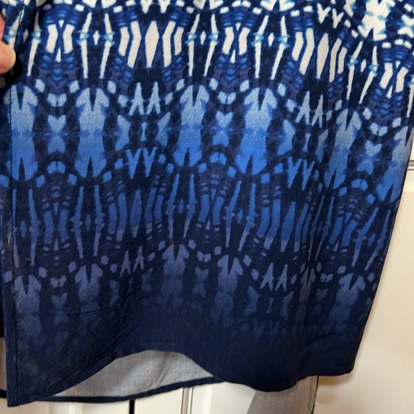 Ruby Road BOHO long vest / duster blue and white ethnic print, Women's 16W - Picture 9 of 12